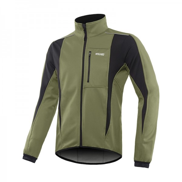 Arsuxeo Men&#039;s Cycling Jacket Bike Jacket Winter Softshell  Fleece Jacket Top Windproof Waterproof 15-k Thermal Warm up Breathable Stripe Reflective Polyester Spandex Winter Road Cycling Relaxed Fit
