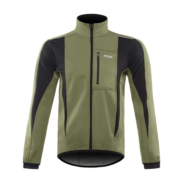 Arsuxeo Men&#039;s Cycling Jacket Bike Jacket Winter Softshell  Fleece Jacket Top Windproof Waterproof 15-k Thermal Warm up Breathable Stripe Reflective Polyester Spandex Winter Road Cycling Relaxed Fit