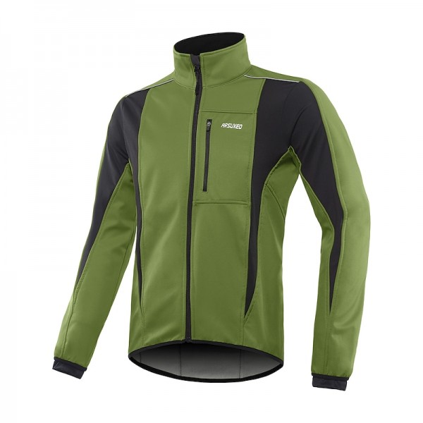 Arsuxeo Men&#039;s Cycling Jacket Bike Jacket Winter Softshell  Fleece Jacket Top Windproof Waterproof 15-k Thermal Warm up Breathable Stripe Reflective Polyester Spandex Winter Road Cycling Relaxed Fit