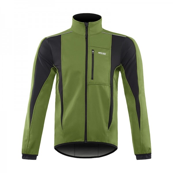 Arsuxeo Men&#039;s Cycling Jacket Bike Jacket Winter Softshell  Fleece Jacket Top Windproof Waterproof 15-k Thermal Warm up Breathable Stripe Reflective Polyester Spandex Winter Road Cycling Relaxed Fit