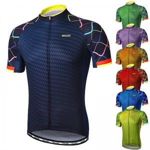 Arsuxeo Men&#039;s Cycling Jersey Short Sleeve Bike Jersey with 3 Rear Pockets Mountain Bike MTB Road Bike Cycling Sunscreen Breathability Reflective Strips Back Pocket Navy Yellow Red Gradient Polyester