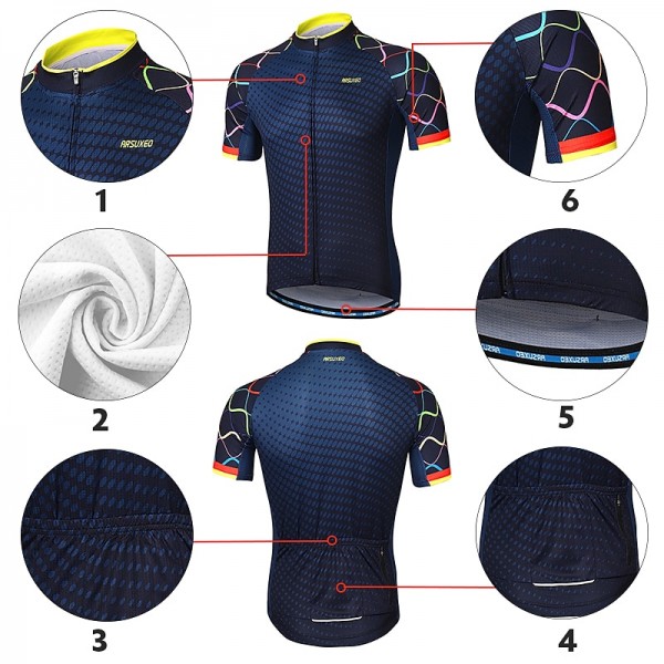 Arsuxeo Men's Cycling Jersey Short Sleeve Bike Jersey with 3 Rear Pockets Mountain Bike MTB Road Bike Cycling Sunscreen Breathability Reflective Strips Back Pocket Navy Yellow Red Gradient Polyester Arsuxeo Men's Cycling Jersey Short Sleeve Bike Jersey with 3 Rear Pockets Mountain Bike MTB Road Bike Cycling Sunscreen Breathability Reflective Strips Back Pocket Navy Yellow Red Gradient Polyester