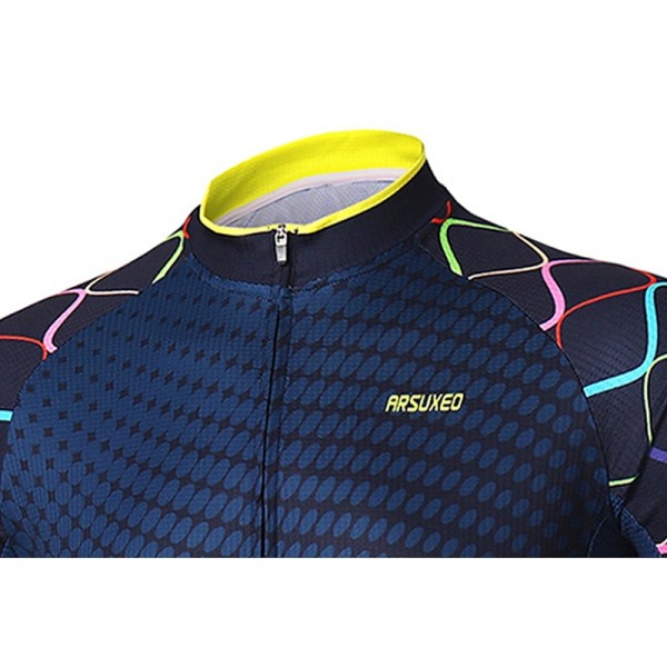 Arsuxeo Men's Cycling Jersey Short Sleeve Bike Jersey with 3 Rear Pockets Mountain Bike MTB Road Bike Cycling Sunscreen Breathability Reflective Strips Back Pocket Navy Yellow Red Gradient Polyester Arsuxeo Men's Cycling Jersey Short Sleeve Bike Jersey with 3 Rear Pockets Mountain Bike MTB Road Bike Cycling Sunscreen Breathability Reflective Strips Back Pocket Navy Yellow Red Gradient Polyester