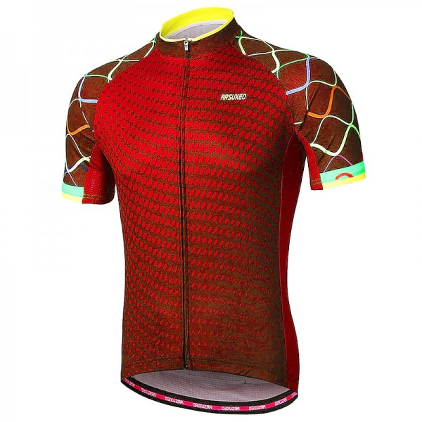 Arsuxeo Men's Cycling Jersey Short Sleeve Bike Jersey with 3 Rear Pockets Mountain Bike MTB Road Bike Cycling Sunscreen Breathability Reflective Strips Back Pocket Navy Yellow Red Gradient Polyester Arsuxeo Men's Cycling Jersey Short Sleeve Bike Jersey with 3 Rear Pockets Mountain Bike MTB Road Bike Cycling Sunscreen Breathability Reflective Strips Back Pocket Navy Yellow Red Gradient Polyester