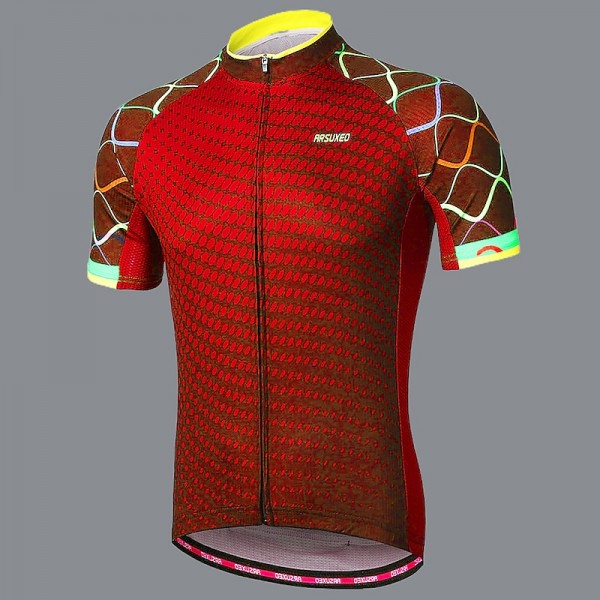Arsuxeo Men's Cycling Jersey Short Sleeve Bike Jersey with 3 Rear Pockets Mountain Bike MTB Road Bike Cycling Sunscreen Breathability Reflective Strips Back Pocket Navy Yellow Red Gradient Polyester Arsuxeo Men's Cycling Jersey Short Sleeve Bike Jersey with 3 Rear Pockets Mountain Bike MTB Road Bike Cycling Sunscreen Breathability Reflective Strips Back Pocket Navy Yellow Red Gradient Polyester