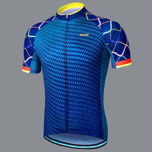 Arsuxeo Men's Cycling Jersey Short Sleeve Bike Jersey with 3 Rear Pockets Mountain Bike MTB Road Bike Cycling Sunscreen Breathability Reflective Strips Back Pocket Navy Yellow Red Gradient Polyester Arsuxeo Men's Cycling Jersey Short Sleeve Bike Jersey with 3 Rear Pockets Mountain Bike MTB Road Bike Cycling Sunscreen Breathability Reflective Strips Back Pocket Navy Yellow Red Gradient Polyester