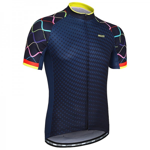 Arsuxeo Men's Cycling Jersey Short Sleeve Bike Jersey with 3 Rear Pockets Mountain Bike MTB Road Bike Cycling Sunscreen Breathability Reflective Strips Back Pocket Navy Yellow Red Gradient Polyester Arsuxeo Men's Cycling Jersey Short Sleeve Bike Jersey with 3 Rear Pockets Mountain Bike MTB Road Bike Cycling Sunscreen Breathability Reflective Strips Back Pocket Navy Yellow Red Gradient Polyester