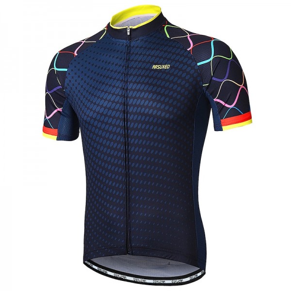 Arsuxeo Men's Cycling Jersey Short Sleeve Bike Jersey with 3 Rear Pockets Mountain Bike MTB Road Bike Cycling Sunscreen Breathability Reflective Strips Back Pocket Navy Yellow Red Gradient Polyester Arsuxeo Men's Cycling Jersey Short Sleeve Bike Jersey with 3 Rear Pockets Mountain Bike MTB Road Bike Cycling Sunscreen Breathability Reflective Strips Back Pocket Navy Yellow Red Gradient Polyester