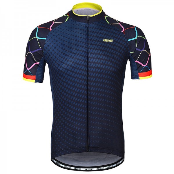 Arsuxeo Men's Cycling Jersey Short Sleeve Bike Jersey with 3 Rear Pockets Mountain Bike MTB Road Bike Cycling Sunscreen Breathability Reflective Strips Back Pocket Navy Yellow Red Gradient Polyester Arsuxeo Men's Cycling Jersey Short Sleeve Bike Jersey with 3 Rear Pockets Mountain Bike MTB Road Bike Cycling Sunscreen Breathability Reflective Strips Back Pocket Navy Yellow Red Gradient Polyester