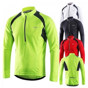 Arsuxeo Men&#039;s Long Sleeve Cycling Jersey Downhill Jersey 4 pockets Summer Polyester Green White Dark Gray Solid Color Bike Jersey Mountain Bike MTB Road Bike Breathable Quick Dry Reflective Strips