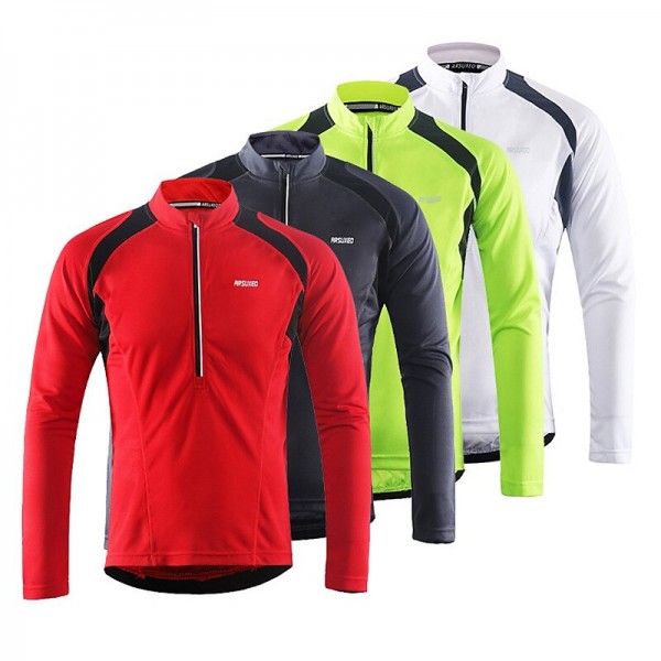 Arsuxeo Men's Long Sleeve Cycling Jersey Downhill Jersey 4 pockets Summer Polyester Green White Dark Gray Solid Color Bike Jersey Mountain Bike MTB Road Bike Breathable Quick Dry Reflective Strips Arsuxeo Men's Long Sleeve Cycling Jersey Downhill Jersey 4 pockets Summer Polyester Green White Dark Gray Solid Color Bike Jersey Mountain Bike MTB Road Bike Breathable Quick Dry Reflective Strips
