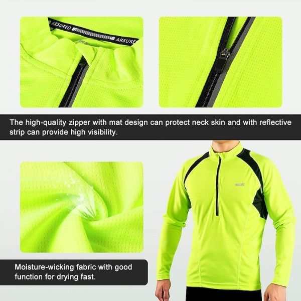 Arsuxeo Men's Long Sleeve Cycling Jersey Downhill Jersey 4 pockets Summer Polyester Green White Dark Gray Solid Color Bike Jersey Mountain Bike MTB Road Bike Breathable Quick Dry Reflective Strips Arsuxeo Men's Long Sleeve Cycling Jersey Downhill Jersey 4 pockets Summer Polyester Green White Dark Gray Solid Color Bike Jersey Mountain Bike MTB Road Bike Breathable Quick Dry Reflective Strips