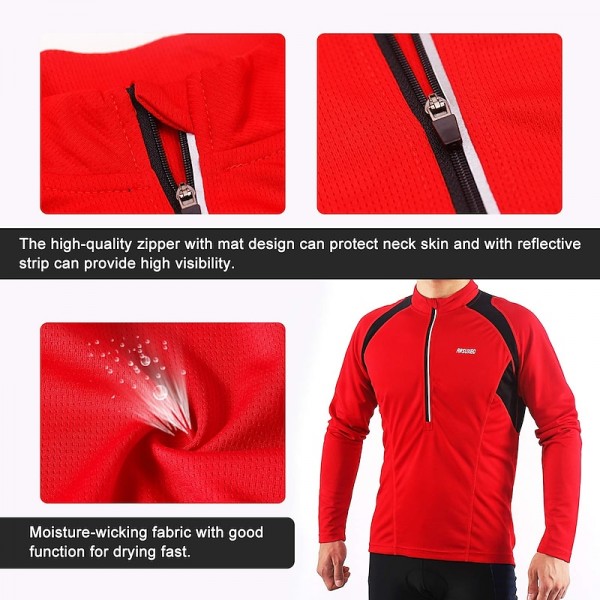 Arsuxeo Men's Long Sleeve Cycling Jersey Downhill Jersey 4 pockets Summer Polyester Green White Dark Gray Solid Color Bike Jersey Mountain Bike MTB Road Bike Breathable Quick Dry Reflective Strips Arsuxeo Men's Long Sleeve Cycling Jersey Downhill Jersey 4 pockets Summer Polyester Green White Dark Gray Solid Color Bike Jersey Mountain Bike MTB Road Bike Breathable Quick Dry Reflective Strips