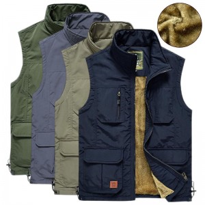 Men&#039;s Hiking Fleece Vest / Gilet Fishing Vest Winter Fleece Jacket Top Outdoor Work Vest Casual Lightweight Multi Pockets Windproof Travel Cargo Safari Photo Vest Wear Resistance Warm Waistcoat