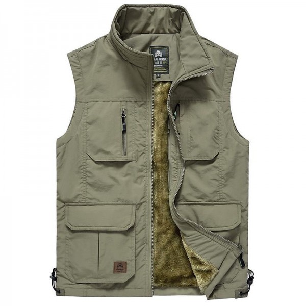 Men&#039;s Hiking Fleece Vest / Gilet Fishing Vest Winter Fleece Jacket Top Outdoor Work Vest Casual Lightweight Multi Pockets Windproof Travel Cargo Safari Photo Vest Wear Resistance Warm Waistcoat