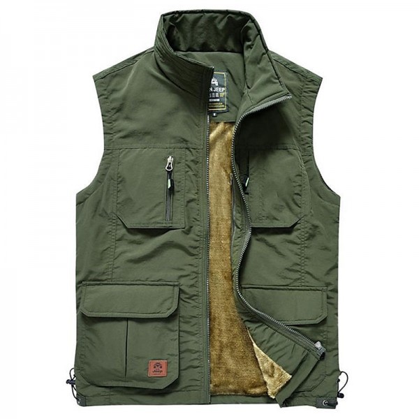 Men&#039;s Hiking Fleece Vest / Gilet Fishing Vest Winter Fleece Jacket Top Outdoor Work Vest Casual Lightweight Multi Pockets Windproof Travel Cargo Safari Photo Vest Wear Resistance Warm Waistcoat
