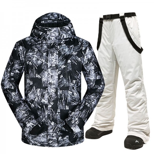 MUTUSNOW Men's Ski Jacket with Bib Pants Ski Suit Outdoor Winter Thermal Warm Waterproof Windproof Breathable Detachable Hood Snow Suit Clothing Suit for Skiing Snowboarding Winter Sports MUTUSNOW Men's Ski Jacket with Bib Pants Ski Suit Outdoor Winter Thermal Warm Waterproof Windproof Breathable Detachable Hood Snow Suit Clothing Suit for Skiing Snowboarding Winter Sports