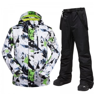 MUTUSNOW Men&#039;s Ski Jacket with Bib Pants Ski Suit Outdoor Winter Thermal Warm Waterproof Windproof Breathable Snow Suit Clothing Suit for Skiing Snowboarding Winter Sports