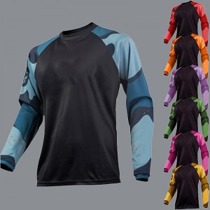 Men&#039;s Cycling Jersey Downhill Jersey Dirt Bike Jersey Long Sleeve Mountain Bike MTB Road Bike Cycling Winter Black / Orange Black+Dark Purple Black Geometic Bike Jersey Thermal Warm Windproof