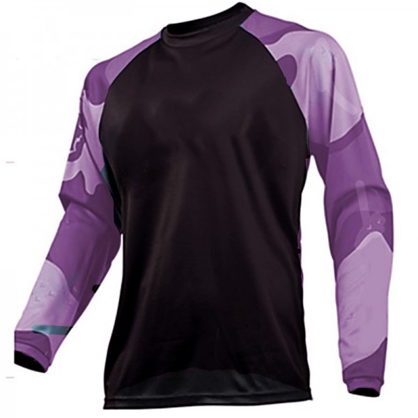 Men&#039;s Cycling Jersey Downhill Jersey Dirt Bike Jersey Long Sleeve Mountain Bike MTB Road Bike Cycling Winter Black / Orange Black+Dark Purple Black Geometic Bike Jersey Thermal Warm Windproof