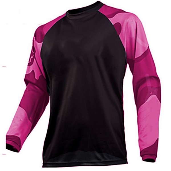 Men&#039;s Cycling Jersey Downhill Jersey Dirt Bike Jersey Long Sleeve Mountain Bike MTB Road Bike Cycling Winter Black / Orange Black+Dark Purple Black Geometic Bike Jersey Thermal Warm Windproof