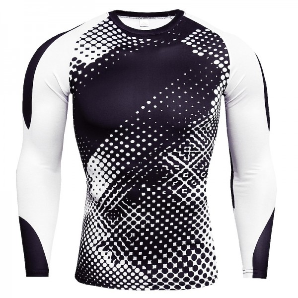 Men&#039;s Compression Shirt Running Shirt Long Sleeve Base Layer Athletic Spring Spandex Breathable Moisture Wicking Soft Fitness Gym Workout Running Sportswear Activewear Optical Illusion 3# 4# 5#