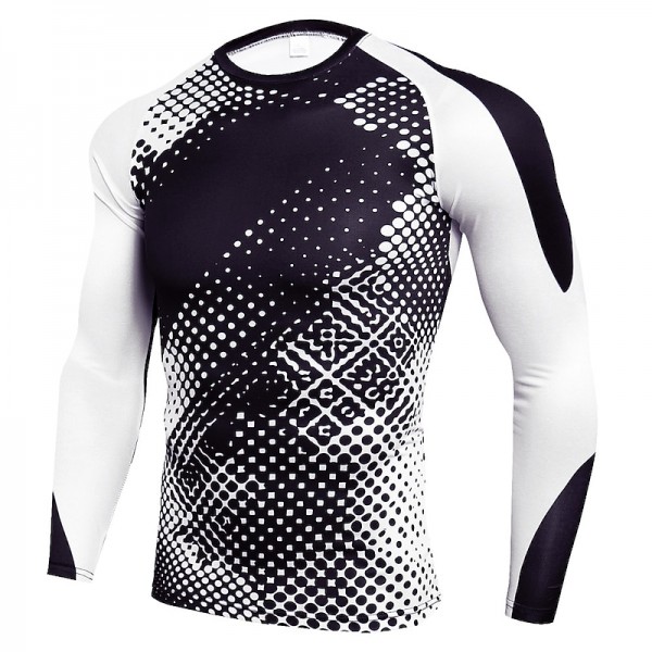Men&#039;s Compression Shirt Running Shirt Long Sleeve Base Layer Athletic Spring Spandex Breathable Moisture Wicking Soft Fitness Gym Workout Running Sportswear Activewear Optical Illusion 3# 4# 5#