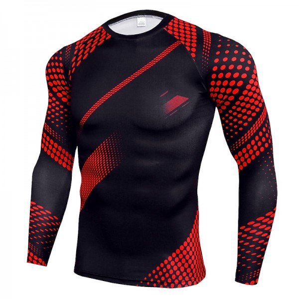 Men&#039;s Compression Shirt Running Shirt Long Sleeve Base Layer Athletic Spring Spandex Breathable Moisture Wicking Soft Fitness Gym Workout Running Sportswear Activewear Optical Illusion 3# 4# 5#