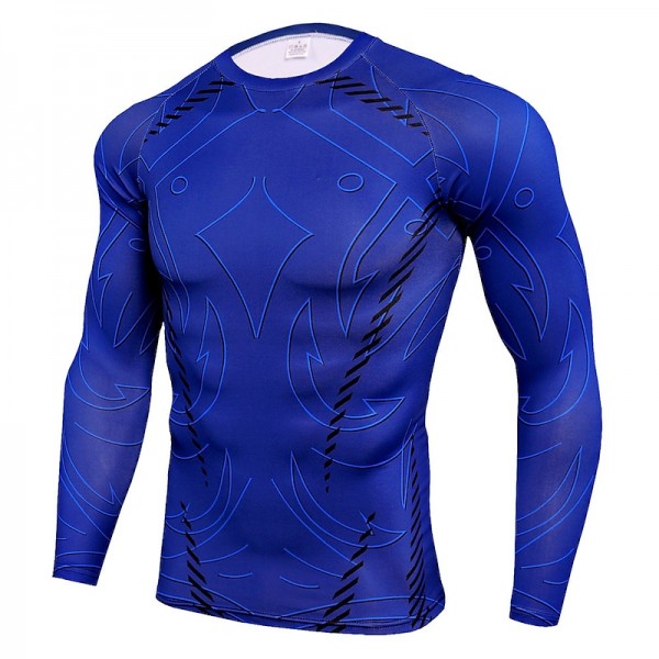 Men&#039;s Compression Shirt Running Shirt Long Sleeve Base Layer Athletic Spring Spandex Breathable Moisture Wicking Soft Fitness Gym Workout Running Sportswear Activewear Optical Illusion 3# 4# 5#