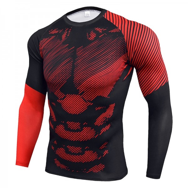 Men&#039;s Compression Shirt Running Shirt Long Sleeve Base Layer Athletic Spring Spandex Breathable Moisture Wicking Soft Fitness Gym Workout Running Sportswear Activewear Optical Illusion 3# 4# 5#