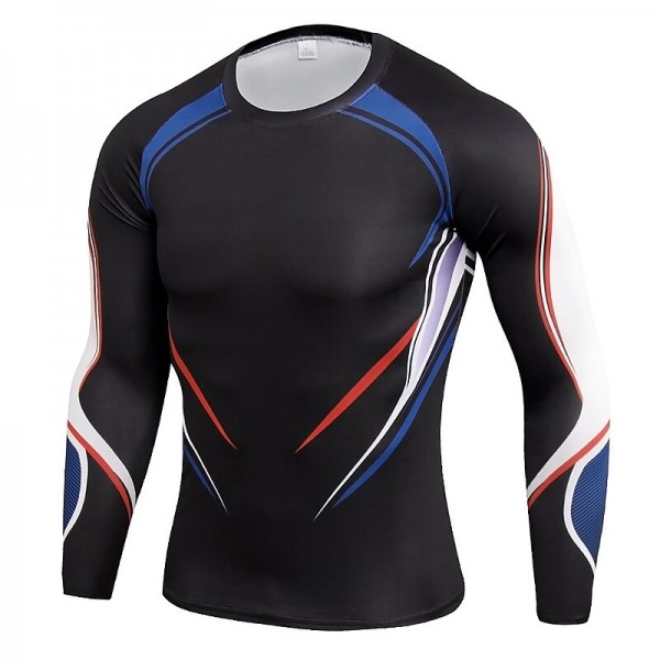 Men&#039;s Compression Shirt Running Shirt Long Sleeve Base Layer Athletic Spring Spandex Breathable Moisture Wicking Soft Fitness Gym Workout Running Sportswear Activewear Optical Illusion 3# 4# 5#