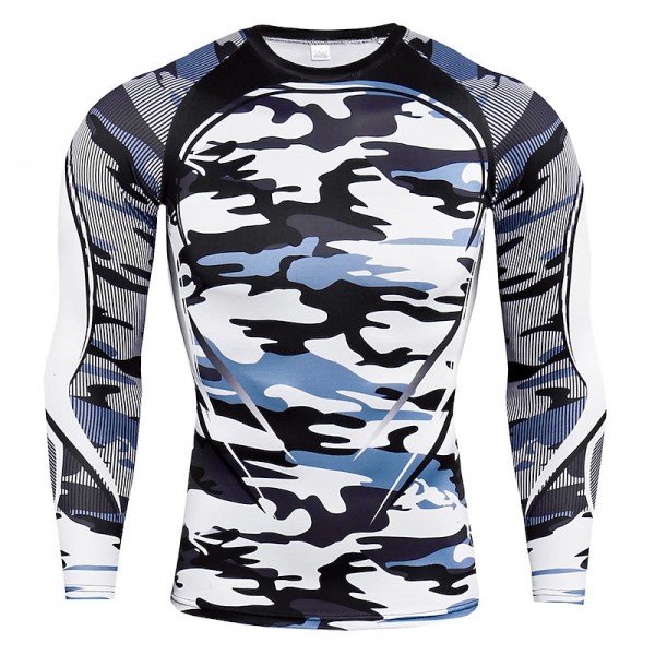 Men&#039;s Compression Shirt Running Shirt Long Sleeve Base Layer Athletic Spring Spandex Breathable Moisture Wicking Soft Fitness Gym Workout Running Sportswear Activewear Optical Illusion 3# 4# 5#