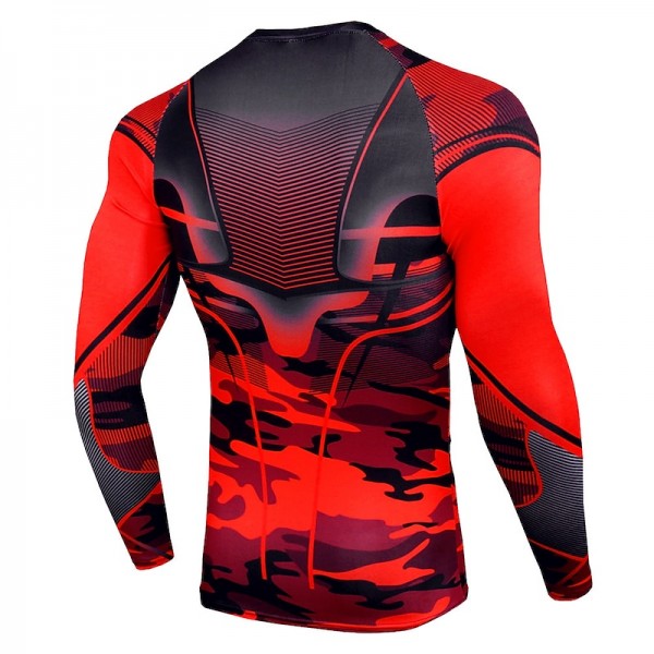 Men&#039;s Compression Shirt Running Shirt Long Sleeve Base Layer Athletic Spring Spandex Breathable Moisture Wicking Soft Fitness Gym Workout Running Sportswear Activewear Optical Illusion 3# 4# 5#
