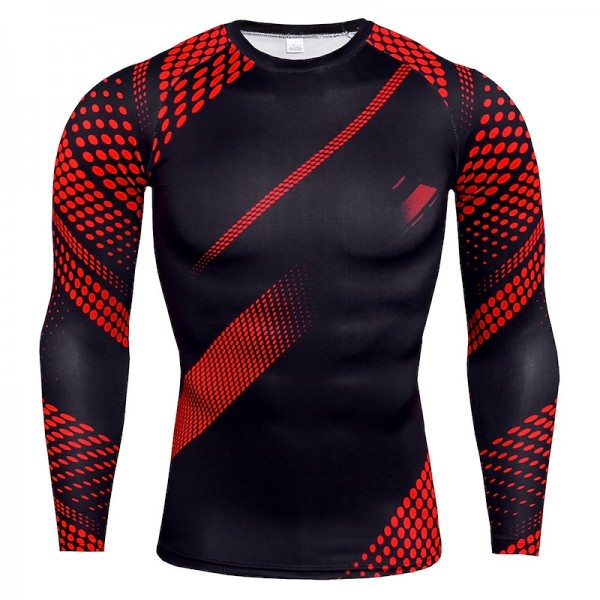 Men&#039;s Compression Shirt Running Shirt Long Sleeve Base Layer Athletic Spring Spandex Breathable Moisture Wicking Soft Fitness Gym Workout Running Sportswear Activewear Optical Illusion 3# 4# 5#