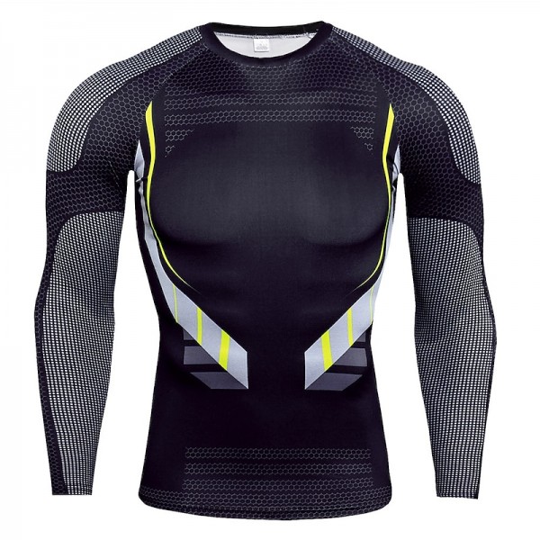Men&#039;s Compression Shirt Running Shirt Long Sleeve Base Layer Athletic Spring Spandex Breathable Moisture Wicking Soft Fitness Gym Workout Running Sportswear Activewear Optical Illusion 3# 4# 5#