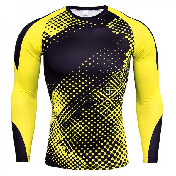 Men&#039;s Compression Shirt Running Shirt Long Sleeve Base Layer Athletic Spring Spandex Breathable Moisture Wicking Soft Fitness Gym Workout Running Sportswear Activewear Optical Illusion 3# 4# 5#