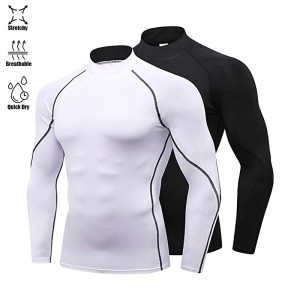 Arsuxeo Men&#039;s Compression Shirt Running Shirt Stripe-Trim Reflective Strip Long Sleeve Base Layer Athletic Fall Polyester Breathable Moisture Wicking Soft Running Active Training Jogging Sportswear