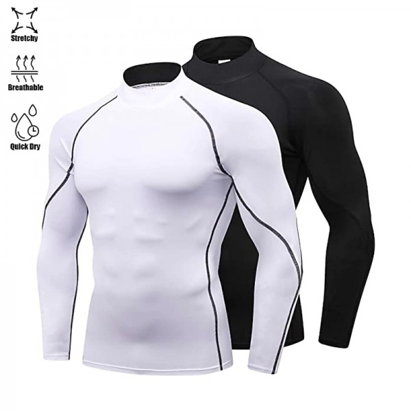 Arsuxeo Men's Compression Shirt Running Shirt Stripe-Trim Reflective Strip Long Sleeve Base Layer Athletic Fall Polyester Breathable Moisture Wicking Soft Running Active Training Jogging Sportswear Arsuxeo Men's Compression Shirt Running Shirt Stripe-Trim Reflective Strip Long Sleeve Base Layer Athletic Fall Polyester Breathable Moisture Wicking Soft Running Active Training Jogging Sportswear