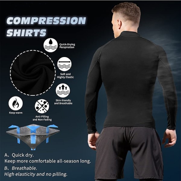 Arsuxeo Men's Compression Shirt Running Shirt Stripe-Trim Reflective Strip Long Sleeve Base Layer Athletic Fall Polyester Breathable Moisture Wicking Soft Running Active Training Jogging Sportswear Arsuxeo Men's Compression Shirt Running Shirt Stripe-Trim Reflective Strip Long Sleeve Base Layer Athletic Fall Polyester Breathable Moisture Wicking Soft Running Active Training Jogging Sportswear