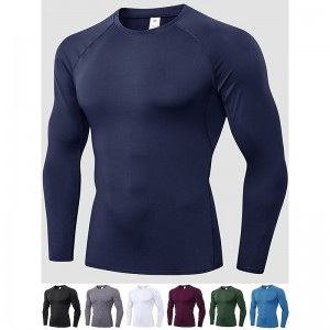 Men&#039;s Compression Shirt Running Shirt Long Sleeve Base Layer Athletic Summer Spandex Breathable Moisture Wicking Soft Fitness Gym Workout Running Sportswear Activewear Solid Colored Black+White+Navy