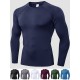 Men&#039;s Compression Shirt Running Shirt Long Sleeve Base Layer Athletic Summer Spandex Breathable Moisture Wicking Soft Fitness Gym Workout Running Sportswear Activewear Solid Colored Black+White+Navy