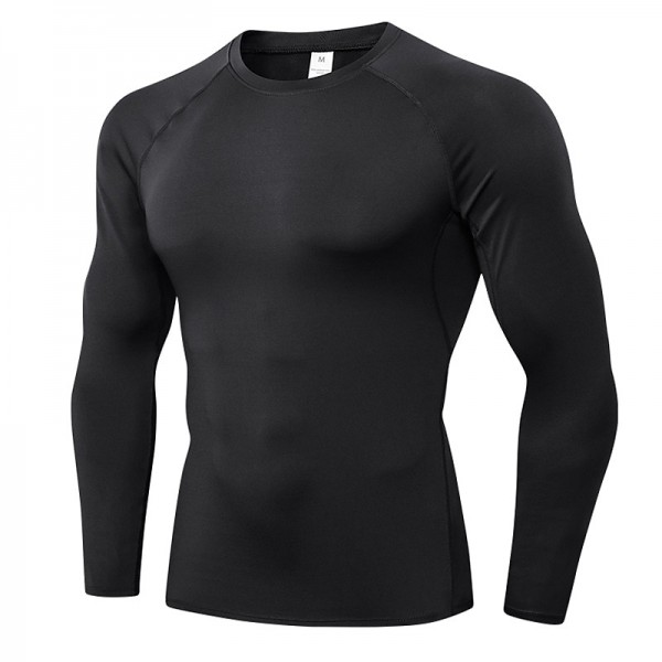 Men&#039;s Compression Shirt Running Shirt Long Sleeve Base Layer Athletic Summer Spandex Breathable Moisture Wicking Soft Fitness Gym Workout Running Sportswear Activewear Solid Colored Black+White+Navy