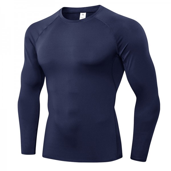 Men&#039;s Compression Shirt Running Shirt Long Sleeve Base Layer Athletic Summer Spandex Breathable Moisture Wicking Soft Fitness Gym Workout Running Sportswear Activewear Solid Colored Black+White+Navy