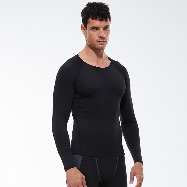 Men&#039;s Compression Shirt Running Shirt Long Sleeve Base Layer Athletic Summer Spandex Breathable Moisture Wicking Soft Fitness Gym Workout Running Sportswear Activewear Solid Colored Black+White+Navy