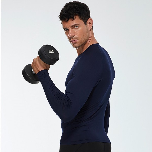 Men&#039;s Compression Shirt Running Shirt Long Sleeve Base Layer Athletic Summer Spandex Breathable Moisture Wicking Soft Fitness Gym Workout Running Sportswear Activewear Solid Colored Black+White+Navy