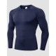 Men&#039;s Compression Shirt Running Shirt Long Sleeve Base Layer Athletic Summer Spandex Breathable Moisture Wicking Soft Fitness Gym Workout Running Sportswear Activewear Solid Colored Black+White+Navy