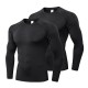 Men&#039;s Compression Shirt Running Shirt Long Sleeve Base Layer Athletic Summer Spandex Breathable Moisture Wicking Soft Fitness Gym Workout Running Sportswear Activewear Solid Colored Black+White+Navy