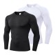 Men&#039;s Compression Shirt Running Shirt Long Sleeve Base Layer Athletic Summer Spandex Breathable Moisture Wicking Soft Fitness Gym Workout Running Sportswear Activewear Solid Colored Black+White+Navy