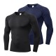 Men&#039;s Compression Shirt Running Shirt Long Sleeve Base Layer Athletic Summer Spandex Breathable Moisture Wicking Soft Fitness Gym Workout Running Sportswear Activewear Solid Colored Black+White+Navy