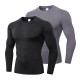 Men&#039;s Compression Shirt Running Shirt Long Sleeve Base Layer Athletic Summer Spandex Breathable Moisture Wicking Soft Fitness Gym Workout Running Sportswear Activewear Solid Colored Black+White+Navy